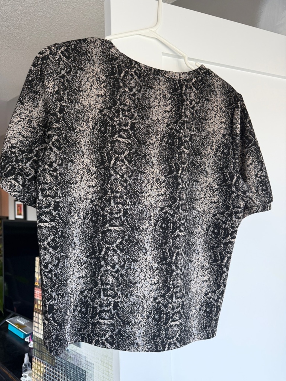 Joe Fresh Black and White Snake-Print Short Sleeve Top